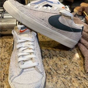 Nike Blazer 77 Low Suede Sneakers with Dark Teal Swoosh